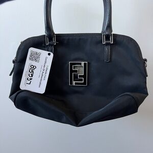 Fendi Black Shoulder Bag with Logo Accent